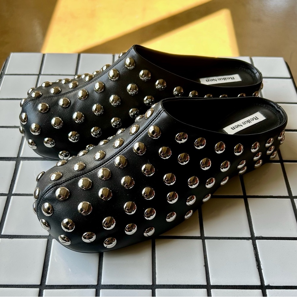 Reike Nen Black Silver Studded Leather Clogs, Sz EU 40 / US 10 new without box - Picture 4 of 7